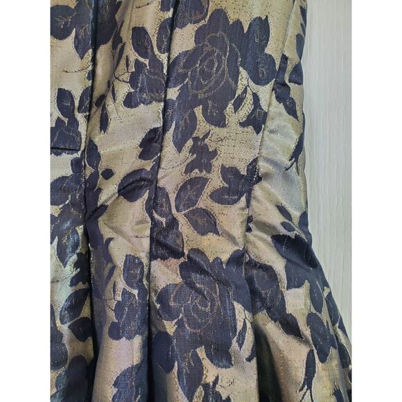 Vintage Rare Roberta Cocktail Dress Black Gold Layered Skirt 80's, Size 5/6 - Picture 3 of 10